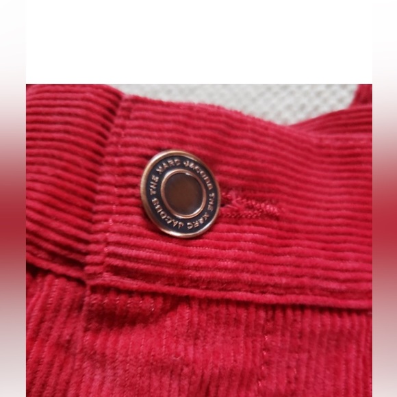 ♥️ Marc Jacobs ♥️ NWT Darling Red Corduroy Mid Rise Turn-Up Crop Pant Cuff 26 S - Picture 9 of 15